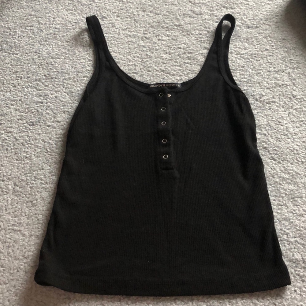 Brandy Melville Black Tank with Silver Buttons